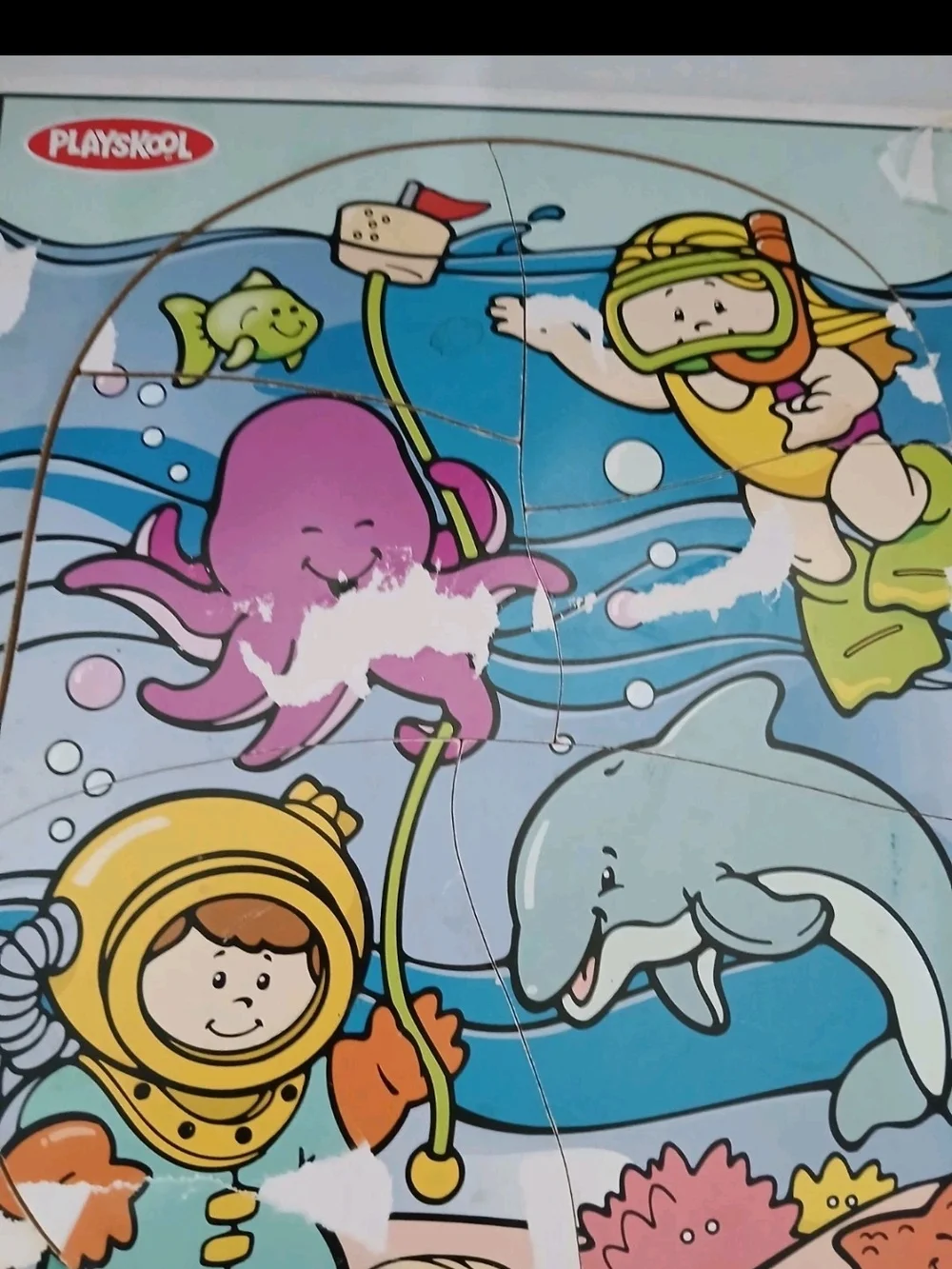 Hasbro Colorful Day & Night and Undersea Wooden Puzzles - Blue, Yellow, Pink